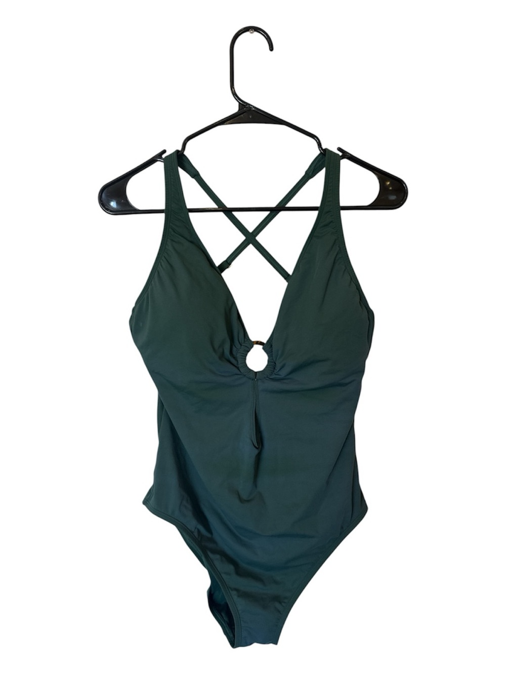 Bleu Rod Beattie Forest Green One-Piece Swimsuit with Front Ring